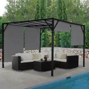Pergola Baia, Garten Pavillon, 6cm-Stahl-Gestell + Schiebedach grau - Bild 1 von 11