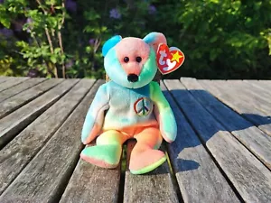 TY BEANIE BABIES PEACE BÄR 1996 KOPF ROSA - Bild 1 von 1