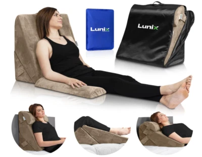 NUEVO Juego de Almohadas Cuña Cama Ortopédica Ajustable Lunix 3 Piezas Marrón Foto 1 de 3