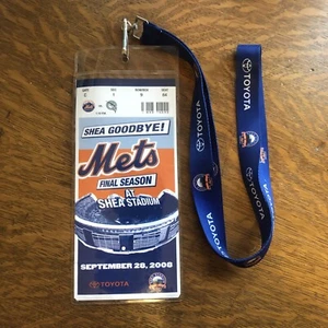 NY Mets Final Game @ Shea,Sun Sept 28, 2008, Souvenir Tix &Final Season Lanyard - Picture 1 of 4