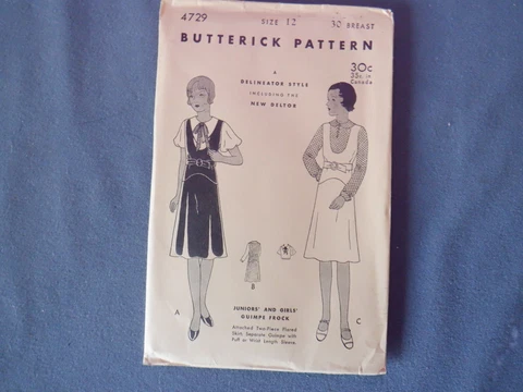 Vintage Pre 1930s Butterick 4729 Girls Guinpe Frock Vintage New Old Stock FF Cover