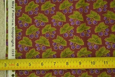 By 1/2 Yd, Vintage, Metallic-Gold & Purple Berries on Wine Cotton/Kona Bay,M6485 - Image 1 of 4