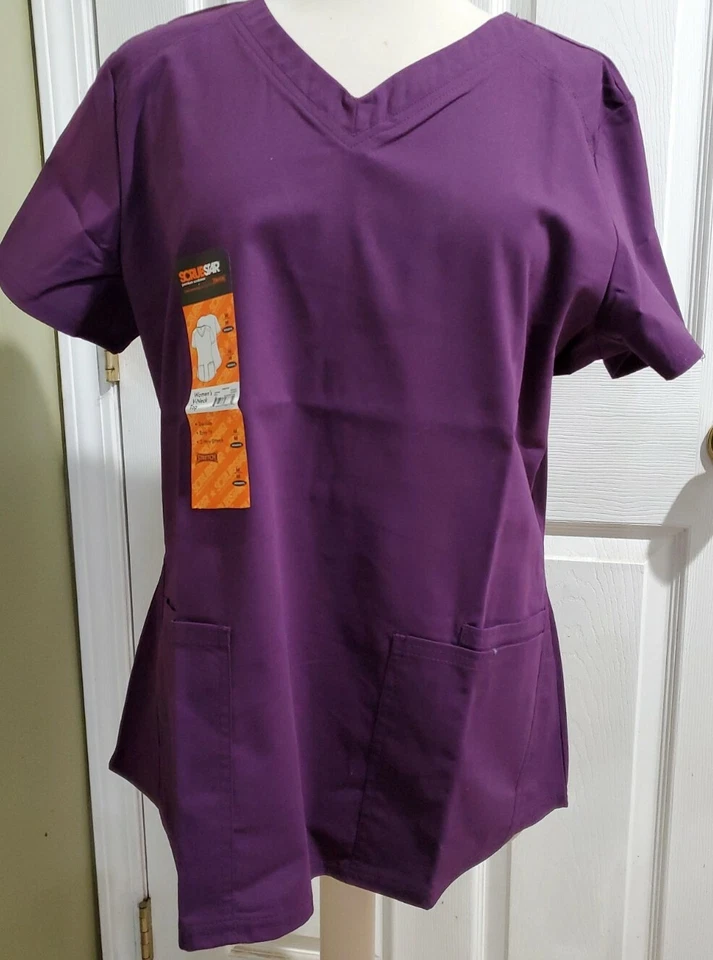 Scrubstar Women's V-Neck Top Eggplant (Purple) Premium Scrubs Top Small