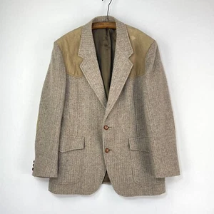 Pendleton Tweed Sports Jacket Mens UK 40R Oat Brown Wool Shooting Hacking Blazer - Picture 1 of 17