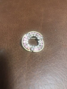 Broche prendedor vintage rosa aurora boreal estrás medio círculo ¡BONITO! - Imagen 1 de 3