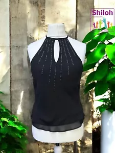 Vintage 90s Y2k Bhs Beaded Floaty Cami Uk14 - Picture 1 of 5