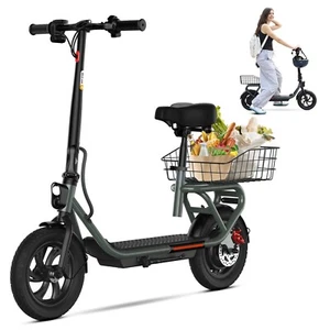 TST Electric Scooter Foldable 36V 10.4AH Battery Peak 650W E-Scooter w/ Seat - Picture 1 of 15