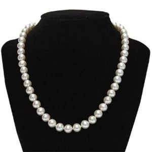 18 inch AAAA 9-10 mm Japanese Akoya white pearl Necklace 14K Yellow Gold clasp - Picture 1 of 5