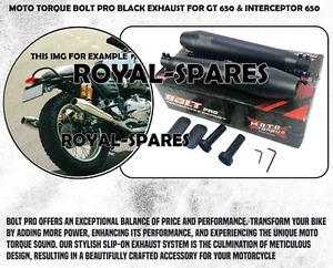 MOTO TORQUE BOLT PRO BLACK EXHAUST FIT FOR ROYAL ENFIELD GT 650 /INTERCEPTOR 650 - Picture 1 of 21
