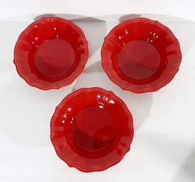 "Juego de 3 cuencos de cereal sopa roja Paige The Pioneer Woman 8""" Foto 1 de 4