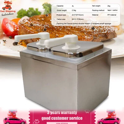 2L Ketchup Dispenser Sauce Pump Station Condiment Dispenser Stainless Steel USA - Image 1 of 4