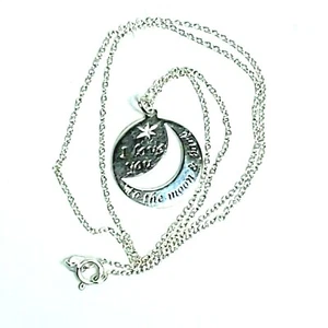 Collar y colgante de plata de ley 925 RJ I Love You To The Moon And Back 19" - Imagen 1 de 12