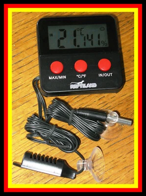82) Thermometer-Hygrometer-Terrarium-Vernebler-Messgerät-Vermiculit-Inkubator - Bild 1 von 2