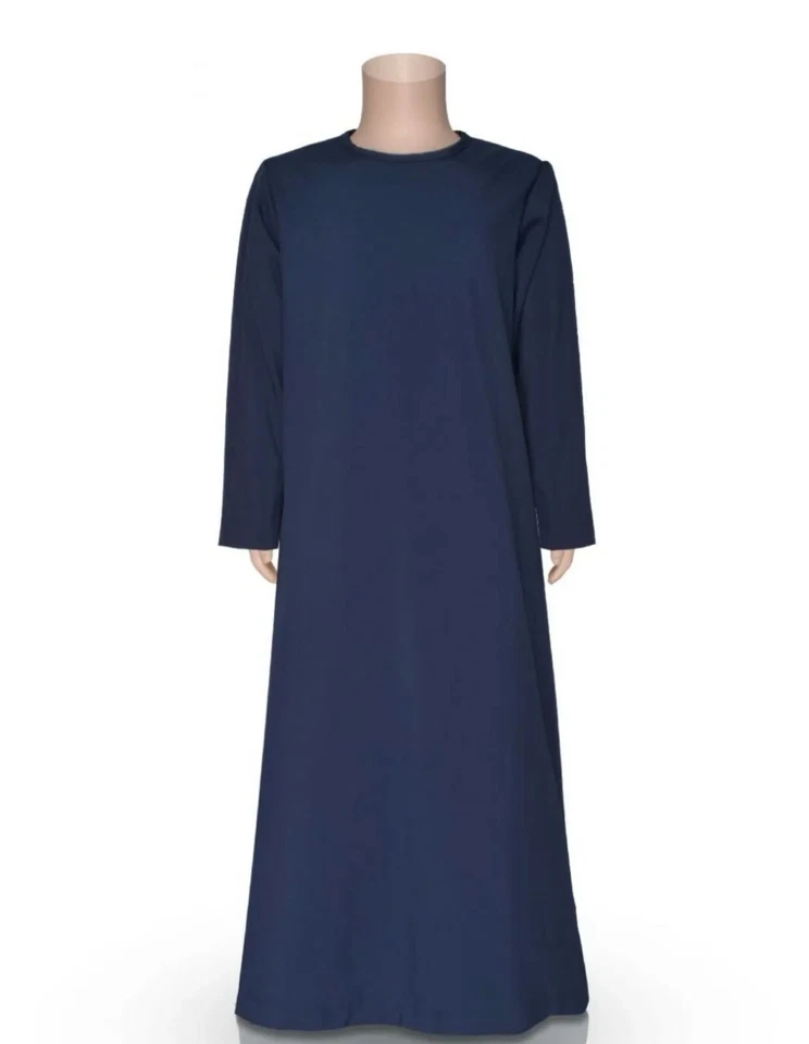MADYNA Kids Girls Plain Navy Blue Nida Abaya Dress sizes 40-50