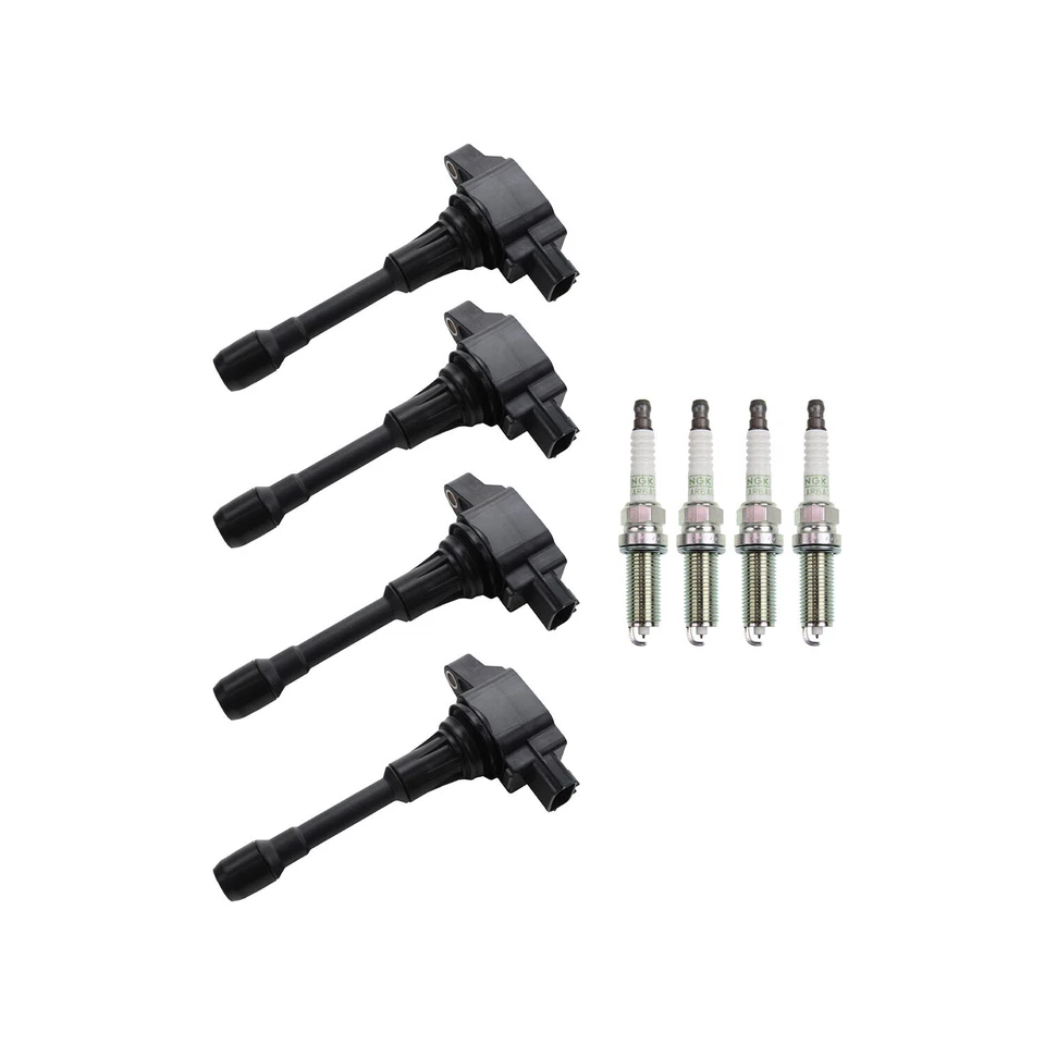 Hitachi 4 Ignition Coil & 4 NGK Platinum Spark Plugs Kit For Frontier L4 QR25DE - Image 1 of 1