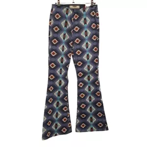 Rock & Roll Denim Aztec Print Flare Leg Boho Jeans Pull On High Rise 29x32 - Picture 1 of 10