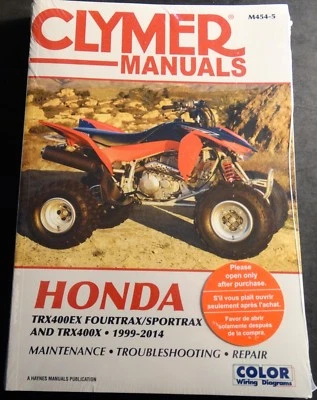 1999-2014 CLYMER HONDA TRX400EX FOURTRAX SPORTRAX TRX400X РУКОВОДСТВО ПО ОБСЛУЖИВАНИЮ M454-5 - Изображение 1 из 2