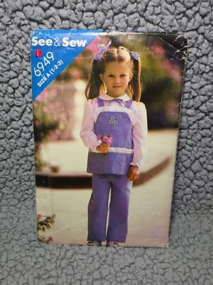 See & Sew Butterick 6949 TODDLER GIRL'S SIZES 1-2-3 TUNIC & PANTS PATTERN UNCUT - Image 1 of 4