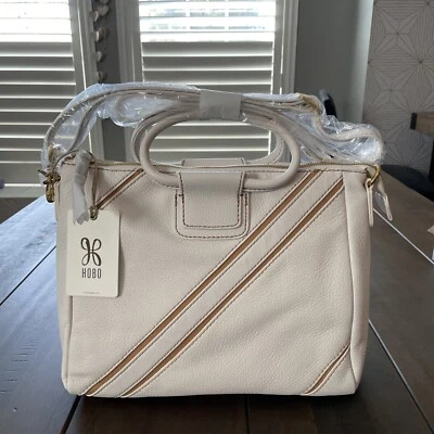 HOBO Sheila Medium Satchel in Pebbled Leather - White Stripe - NEW Retails $328 - Image 1 of 4