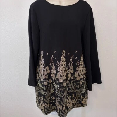 Vestido Corto Zara Mujer Cambio Negro Lentejuelas Bordado Floral Talla L Foto 1 de 4