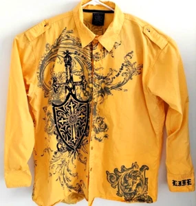 B Society Langarmshirt AOP Grafik All Over Print Patches gelb schwarz - Bild 1 von 15