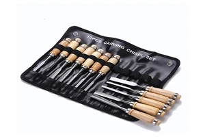 Scalpelli Legno 12pz Sgorbie Coltelli Intaglio Manico Legno Scalpellini - Foto 1 di 2