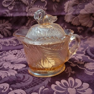 Vintage WESTMORELAND Pink Glass "Swan" CREAMER w/LID - Picture 1 of 10