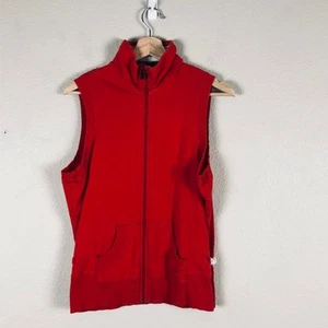 Oleg Cassini Vest Women Medium Red Front Zip Outerwear Gorpcore Cabincore Trendy - Picture 1 of 15
