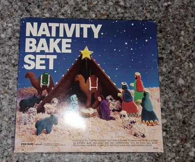 Juego de hornear cortador de galletas escena pesebre pesebre de colección 1992 con instrucciones religiosas Foto 1 de 4