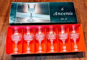 Vintage 6 neuwertige Cristal D'Arques 24% Bleikristall Longchamp 17cl Weingläser Box - Bild 1 von 2