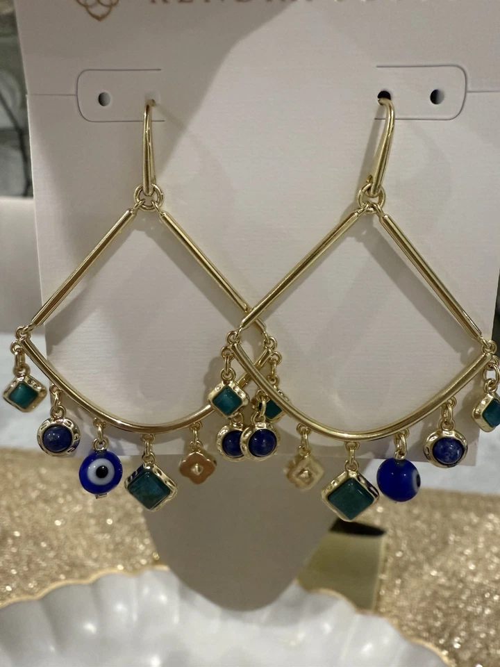 Pendientes colgantes Kendra Scott Gemma nuevos con etiquetas azul/verde Foto 1 de 1
