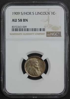 1909 S/Horizontal S RPM Lincoln Wheat Copper Cent 1C NGC AU 58 BN - Image 1 of 4