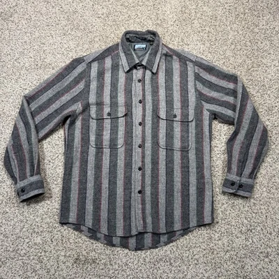 Camisa de franela a rayas Fieldmaster vintage años 80 90 para hombre mezcla de lana mediana gris Foto 1 de 4