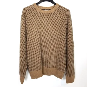 J.Crew Men Rugged Bird's Eye Merino Wool Blend Sweater Sz M Brown Classic - Picture 1 of 7