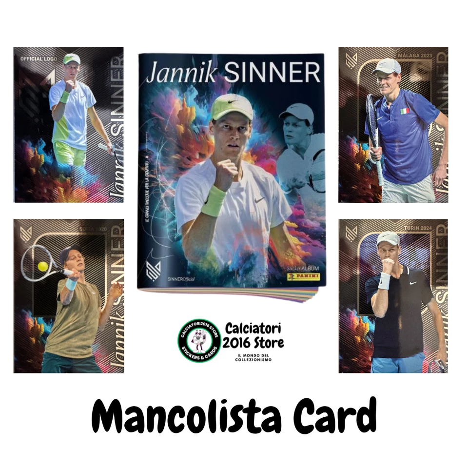 Jannik Sinner Panini 2025 mancolista - Scegli Card da 1 a 25