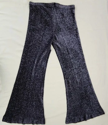 Pantalones Polyglo Negro y Plata Brillo Pierna Ancha Campana Parte Inferior De Colección Años 60/70 Con S/M Foto 1 de 4