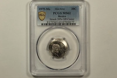 México 20 centavos 1975 error de acuñación 20 % de descuento en el centro huelga graduación profesional MS62 Foto 1 de 4