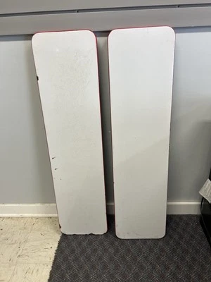 Vintage ENAMEL TABLE TOP LEAF SET porcelain country farm cabinet hoosier RED 40s - Image 1 of 4