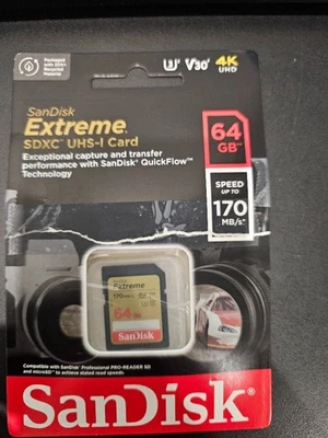 SanDisk SDSDXXY-064G-ANCIN Extreme Pro SDXC UHS-I Memory Card 64gb/170mb Used - Image 1 of 2