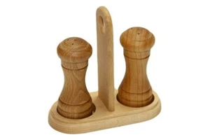 Support en bois avec salière et poivrière, shakers poudrés - Imagen 1 de 5