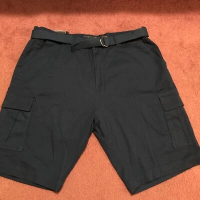 Shorts com cinto masculino Wicked Stitch tecido flexível azul marinho bolso carga 42 novo com etiquetas - Imagem 1 de 4