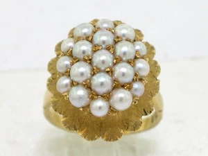 Großer Perlen Ring 750 Gelbgold 18Kt mit 19 Perlen schöne Goldschmiedearbeit - Bild 1 von 5