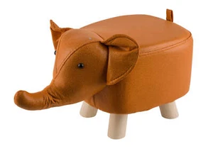 Kunstleder Hocker Elefant Cognac Orange Natur Deko 26cm - Bild 1 von 1