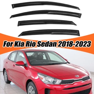 For Kia Rio Sedan 18-2023 Side Window Visor Sun Rain Deflector Guard Gloss Black - Picture 1 of 20