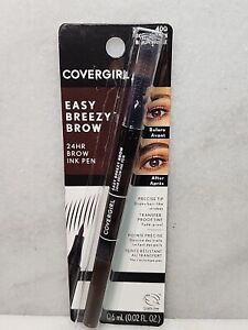 COVERGIRL Easy Breezy Brow 24HR Brow Ink Pen #400 Rich Brown Precise Tip.