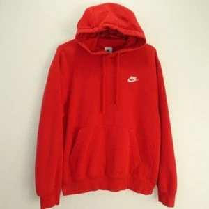 Vintage Nike Pullover Hoodie Logo Check Sweatshirt Men's Red Oversize Small - Picture 1 of 8