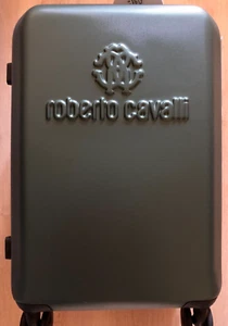 Roberto Cavalli Logo Expandable 20" Spinner Carry On Suitcase, USB Output, Green - Picture 1 of 12