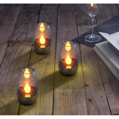 Lunartec 3er-Set Solar-LED-Windlichter "Luna" mit nachgebildeter Kerzenflamme - Bild 1 von 4