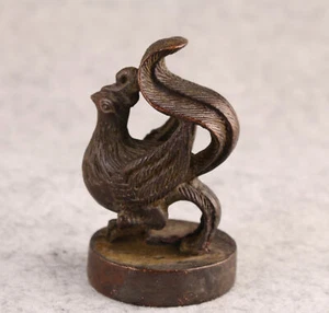 Rare Chinese bronze phoenix statue seal table decoration tea pet penmanship - Picture 1 of 5