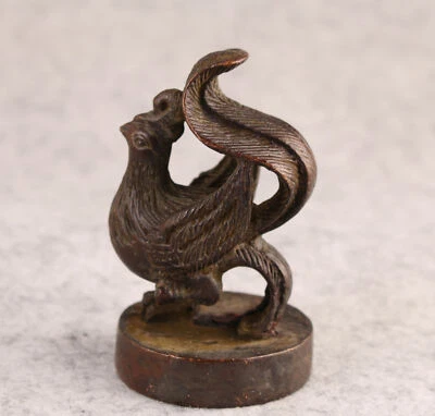 Chinese bronze phoenix statue figure seal table decoration tea pet penmanship - Image 1 of 4